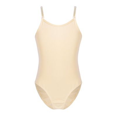 YONGHS Kids Girls Ballet Dance Leotard Adjustable Shoulder Straps Cotton Undergarment Camisole Gymnastic Unitard Nude 15-16