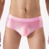 Daenrui Men Shiny Oil Silk Low Rise Pouch Underwear Elastic Bikini Briefs Swimwear Underpants Panties Pink XX-Large view 2