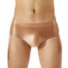 Daenrui Men Shiny Oil Silk Low Rise Pouch Underwear Elastic Bikini Briefs Swimwear Underpants Panties Coffee Large view 1