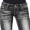 Women Mid Rise Stretch Boot Cut Jeans Retro Loose Fit Slimming Denim Pants Juniors Vintage Wide Leg Jean Trousers (Dark Grey,XX-Large) view 2