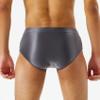 Daenrui Men Shiny Oil Silk Low Rise Pouch Underwear Elastic Bikini Briefs Swimwear Underpants Panties Dark Grey XX-Large view 4