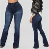 Maiyifu-GJ Women's Retro Mid Rise Boot Cut Jeans Slimming Stretch Juniors Denim Pants Sexy Slim Fit Wide Leg Jean Trouser (Dark Blue,Large) view 2