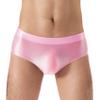 Daenrui Men Shiny Oil Silk Low Rise Pouch Underwear Elastic Bikini Briefs Swimwear Underpants Panties Pink X-Large view 1