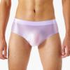 Daenrui Men Shiny Oil Silk Low Rise Pouch Underwear Elastic Bikini Briefs Swimwear Underpants Panties Purple Large view 2