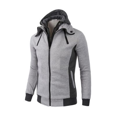 JEsilunmaMY Mens Slim Fit Hoodies Full Zip Long Sleeve Casual Sports Cardigan Sweatshirt Soft Cotton Outdoor Hooded Jackets (Light Grey,Small)