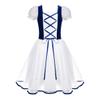 renvena Kids Girls Ballet Gymnastics Dress Soft Velvet Short Sleeve Ribbon Hem Mesh Skirt Pageant Ball Gown Navy Blue 9-10 Years view 1