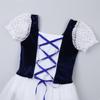 renvena Kids Girls Ballet Gymnastics Dress Soft Velvet Short Sleeve Ribbon Hem Mesh Skirt Pageant Ball Gown Navy Blue 9-10 Years view 3