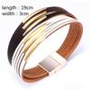 COLORFUL BLING Handmade Multi-Layer Leather Bracelet Braided Metal Stackable Cuff Bangle for Women Layered Wristband Armband Jewelry-black white view 2