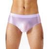 Daenrui Men Shiny Oil Silk Low Rise Pouch Underwear Elastic Bikini Briefs Swimwear Underpants Panties Purple XX-Large view 1