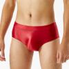 Daenrui Men Shiny Oil Silk Low Rise Pouch Underwear Elastic Bikini Briefs Swimwear Underpants Panties Red XX-Large view 3