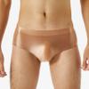 Daenrui Men Shiny Oil Silk Low Rise Pouch Underwear Elastic Bikini Briefs Swimwear Underpants Panties Coffee X-Large view 2