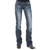 Women Mid Rise Stretch Boot Cut Jeans Retro Loose Fit Slimming Denim Pants Juniors Vintage Wide Leg Jean Trousers (Dark Blue,Large) view 1