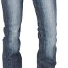 Women Mid Rise Stretch Boot Cut Jeans Retro Loose Fit Slimming Denim Pants Juniors Vintage Wide Leg Jean Trousers (Dark Blue,Large) view 3