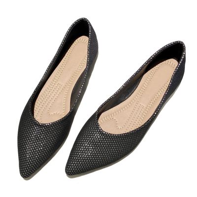 SAILING LU Pointed Toe Dressy Shoes for Women Cute PU Leather Ballet Flats Comfort Light Weight Loafers Black Size 7.5