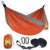 SZHLUX Camping Hammock Double & Single Portable Hammocks with 2 Tree Straps, Great for Hiking,Backpacking,Hunting,Outdoor,Beach,Camping,Orange / Grey view 1