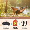 SZHLUX Camping Hammock Double & Single Portable Hammocks with 2 Tree Straps, Great for Hiking,Backpacking,Hunting,Outdoor,Beach,Camping,Orange / Grey view 3