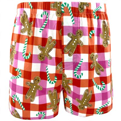 ROCK ATOLL Men's Fun Beagle Dog Shark Raccoon Pig Bison Print Boxer Shorts S-XXL (Medium, Gingerbread Print)