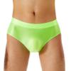 Daenrui Men Shiny Oil Silk Low Rise Pouch Underwear Elastic Bikini Briefs Swimwear Underpants Panties Fluorescent Green Medium view 1