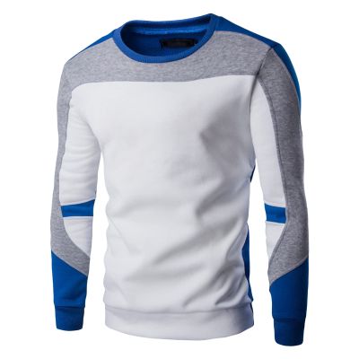 Men's Novelty Contrast Crewneck Sweatshirt Patchwork Long Sleeve Sports Casual Pullover Soft Fall Winter Sweatshirt (White,X-Small)