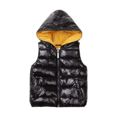 Mud Kingdom Puffer Vest with Hood for Toddler Boys Full Zipper Lightweight Casual Warm Autumn Winter Black 4T