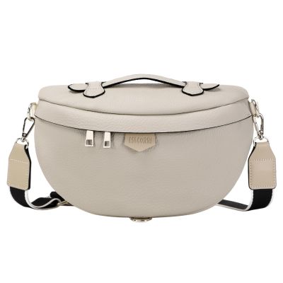 Eslcorri Crossbody Bags for Women - Fashion Sling Purse Shoulder Bag Fanny Pack Leather Casual Chest Bum Bag with Adjustable Wide Strap for Workout Traveling Running Shopping - off white