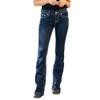 Maiyifu-GJ Women's Mid Rise Stretch Boot Cut Jean Juniors Retro Slimming Raw Hem Denim Pants Sexy Distressed Wide Leg Jean (Dark Blue,X-Small) view 1