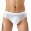 Daenrui Men Shiny Oil Silk Low Rise Pouch Underwear Elastic Bikini Briefs Swimwear Underpants Panties White X-Large view 1