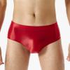 Daenrui Men Shiny Oil Silk Low Rise Pouch Underwear Elastic Bikini Briefs Swimwear Underpants Panties Red Medium view 2