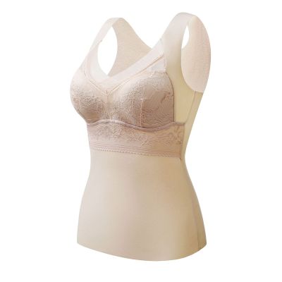 Thermal Fleece Lined Underwear Tops for Women V Neck Lace Cami Compression Tank Top Vest Warm Winter Base Layer