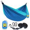 SZHLUX Camping Hammock Double & Single Portable Hammocks with 2 Tree Straps, Great for Hiking,Backpacking,Hunting,Outdoor,Beach,Camping,Dark Blue / Sky Blue view 1