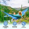 SZHLUX Camping Hammock Double & Single Portable Hammocks with 2 Tree Straps, Great for Hiking,Backpacking,Hunting,Outdoor,Beach,Camping,Dark Blue / Sky Blue view 4