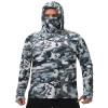 FISHEAL SPF 50 UV Sun Protection Long Sleeve Shirt with Face Mask Fishing Hooded Shirts for Men Thumb Holes Steel Gray view 1