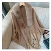 Duirubeo Ladies Knitted Loose Thickened Shawl Coat, Softies Fur Shawls and Wraps for Weddings Evening Dresses, Faux Fur Shawl Cape (C - Black) view 3