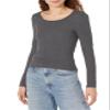 Amazon Essentials Sweater for Women, Long Sleeve Slim-Fit Rib Scoop Neck (Available in Plus Size), Pack of 2, Black/Charcoal Heather, Medium view 2