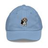 Beagle hat for Kids, Beagle Puppy Embroidered Youth Cap, Cartoon Beagle Cap for Kids, 2 to 10 Year Old Adjustable. Baby Blue view 1