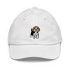 Beagle hat for Kids, Beagle Puppy Embroidered Youth Cap, Cartoon Beagle Cap for Kids, 2 to 10 Year Old Adjustable. White view 1