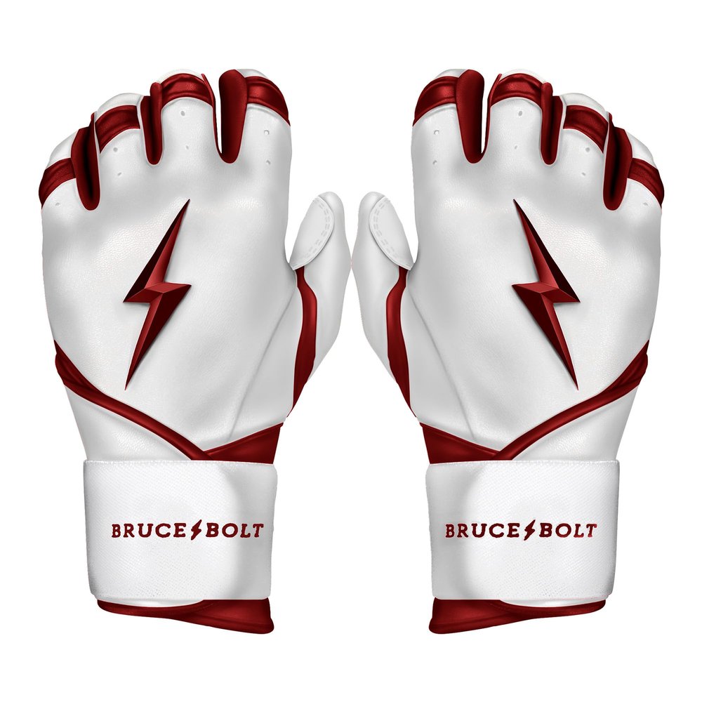BRUCE BOLT Chrome Series Long Cuff Maroon Batting Glove - Maroon Youth XLarge