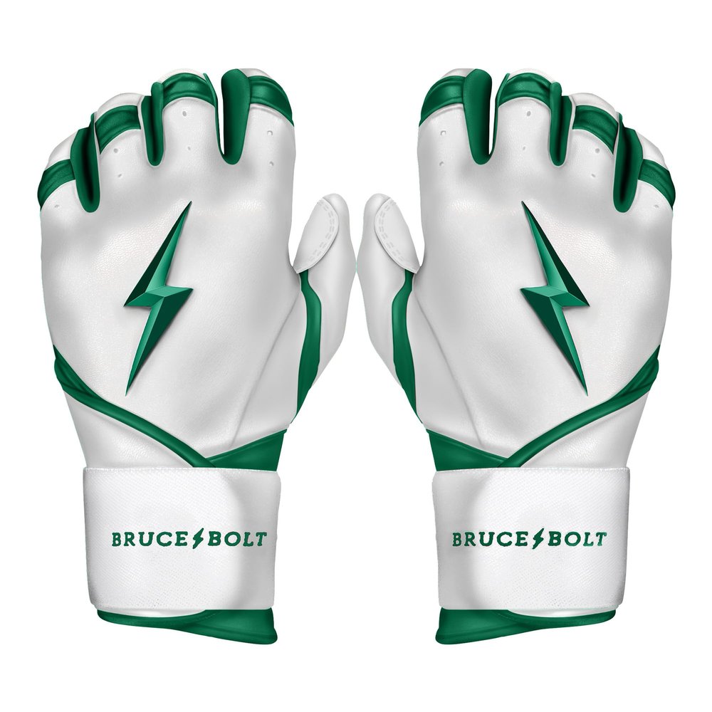 BRUCE BOLT Chrome Series Long Cuff Green Batting Glove - Green XLarge