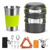 Rlrueyal Camping Cookware Backpacking Stove Canister Stand Tripod and Stainless Steel Camping Cup,Fork Spoon Kit for Hiking and Picnic,Camping Cooking,Backpacking Gear,Mess kit. view 1