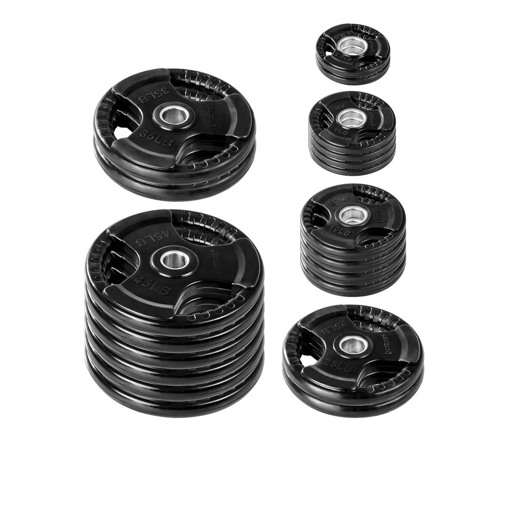 Lifeline Fitness 455 Pound Olympic Weight Set - Commercial Grade, Rubber Coated Olympic Grip Weight Plates - Designed for Olympic Barbells - Perfect Home Gym Workout Set