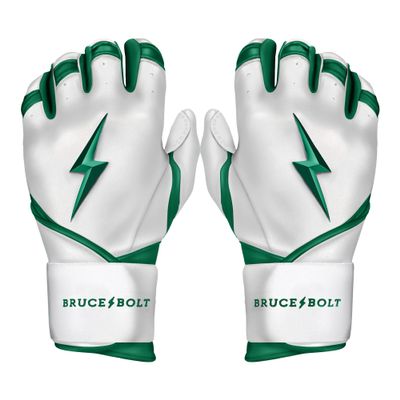 BRUCE BOLT Chrome Series Long Cuff Green Batting Glove - Green Youth XLarge