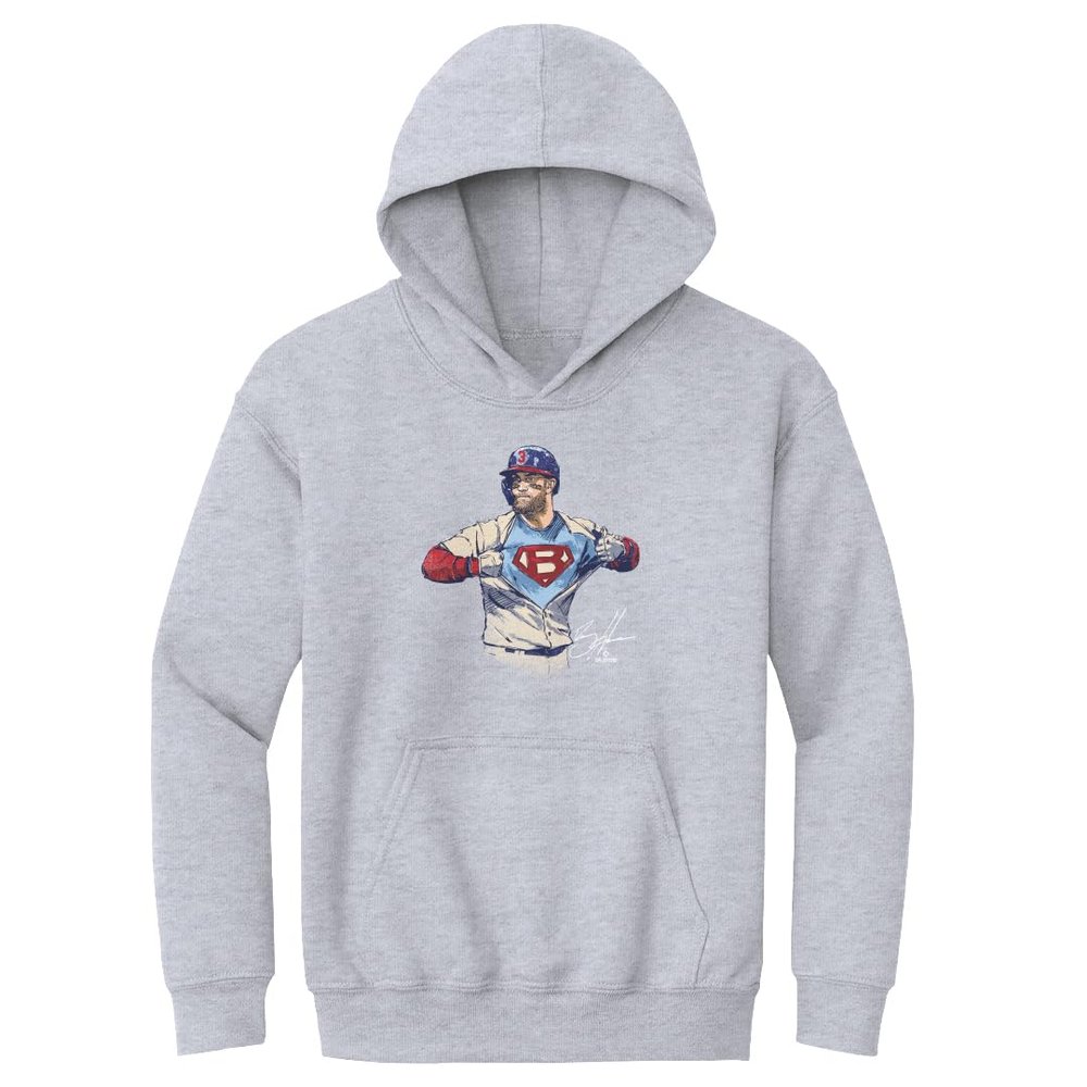 500 LEVEL Bryce Harper Youth Sweatshirt (Youth Hoodie, Large, Gray) - Bryce Harper Philadelphia Super Bryce WHT