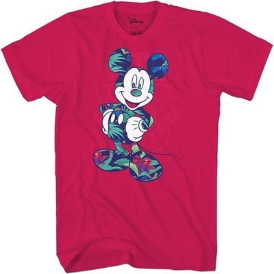 Disney Mickey Mouse Tropical Wash Disneyland World Tee Funny Humor Adult Mens Graphic T-Shirt Apparel (Premium Amethyst, Large)