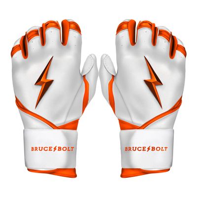 BRUCE BOLT Chrome Series Long Cuff Orange Batting Glove - Orange Medium