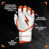 BRUCE BOLT Chrome Series Long Cuff Orange Batting Glove - Orange Medium view 2