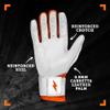 BRUCE BOLT Chrome Series Long Cuff Orange Batting Glove - Orange Medium view 3