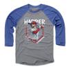 500 LEVEL Bryce Harper 3/4 Sleeve T-Shirt (Baseball Tee, XXX-Large, Royal/Heather Gray) - Bryce Harper Philadelphia Base WHT view 1
