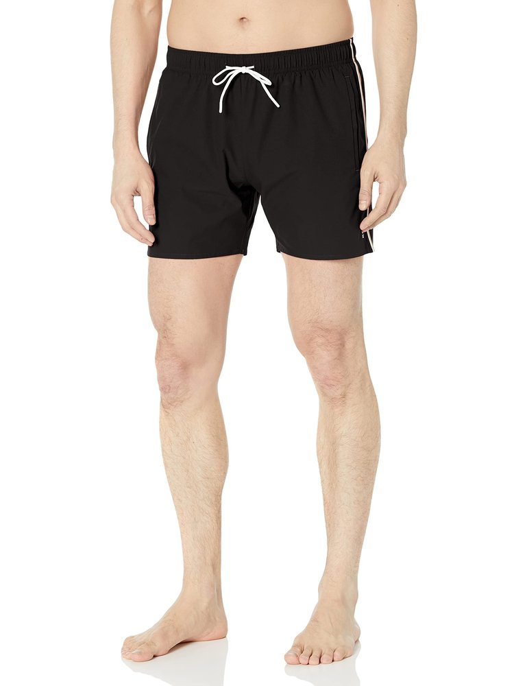 BOSS Solid Swim Trunk with Iconic Side Stripe Dark Black