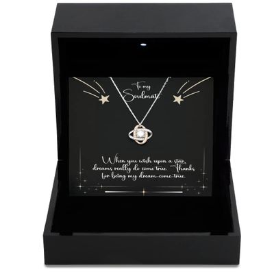 Love Knot Rose Gold Necklace Luxury Box Special for Soulmate, Soulmate Birthday, Sterling Silver Necklace for Soulmate, Dream Come