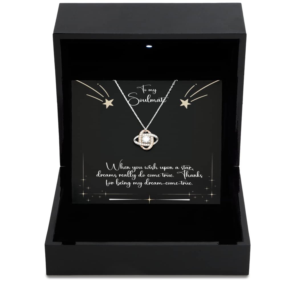 Love Knot Rose Gold Necklace Luxury Box Special for Soulmate, Soulmate Birthday, Sterling Silver Necklace for Soulmate, Dream Come